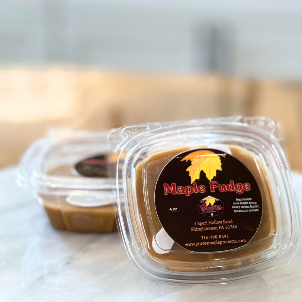 Creamy maple fudge made with pure syrup from Graves Maple Products, Northern PA
