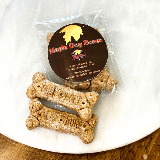 All-natural maple dog treats shaped like bones from Graves Maple Products, PA

