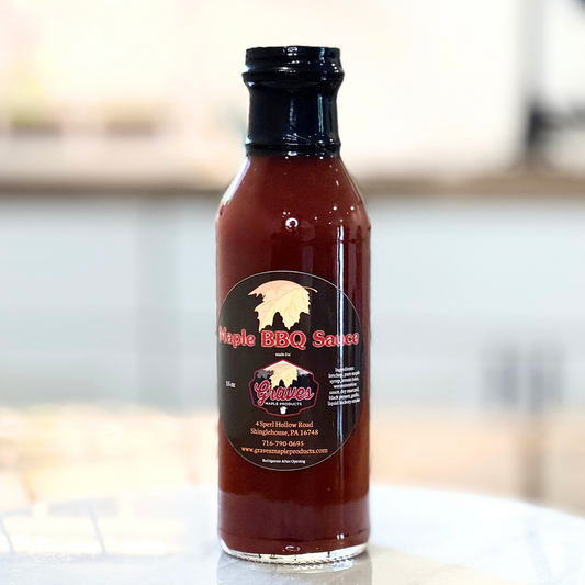 Bottle of Graves Maple Products Maple BBQ Sauce from Potter County, PA