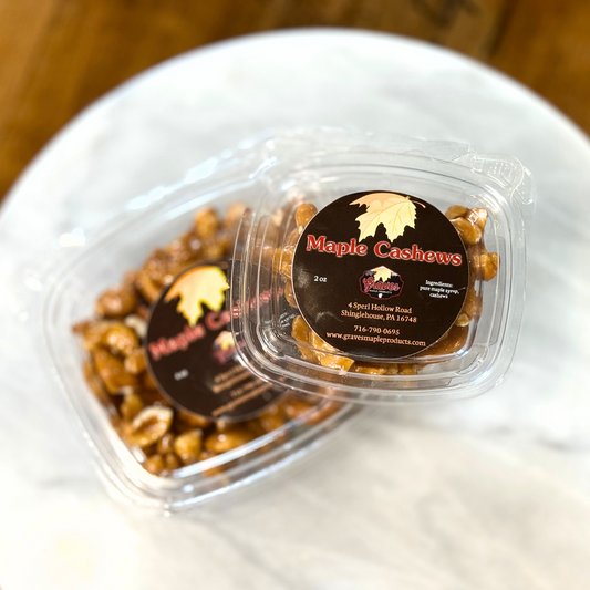 Maple-coated cashews snack from Graves Maple Products, Potter County PA
