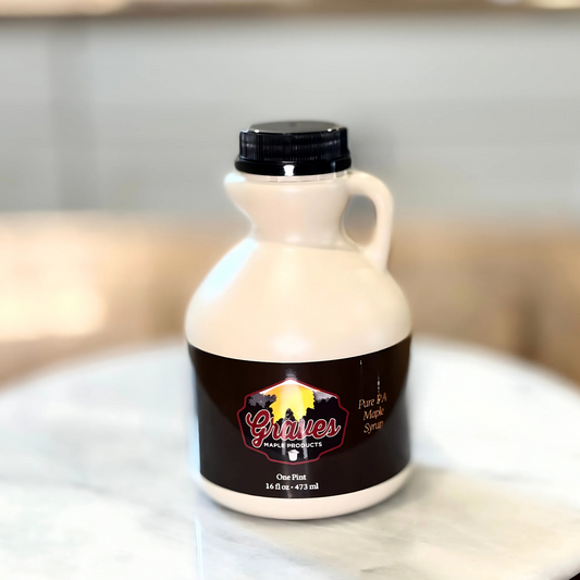 Pint of Organic Maple Syrup by Graves Maple Products, handcrafted in Shinglehouse, PA